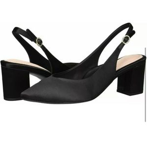 Taryn Rose Marcy Satin Slingback Block Pumps Black